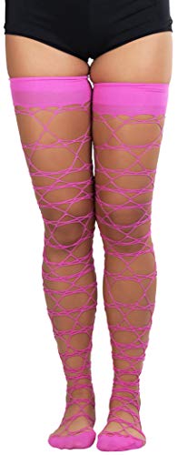 Image of ToBeInStyle Women's Multi-Strand Large Diamond Fence Net Thigh High Stockings