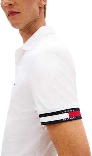 Tommy Hilfiger Herren Poloshirt Kurzarm Liquid Cotton Slim Fit, Weiß (White), S – Ansicht 4
