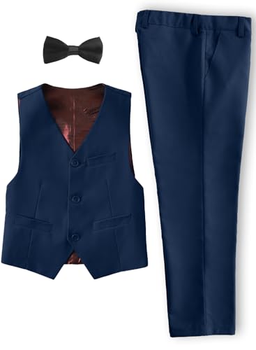 Image of YuanLu Boys Suit Homecoming Dresses for Kids Ring Bearer Outfit Suits Tuxedo Formal Vest and Pants Suit Set