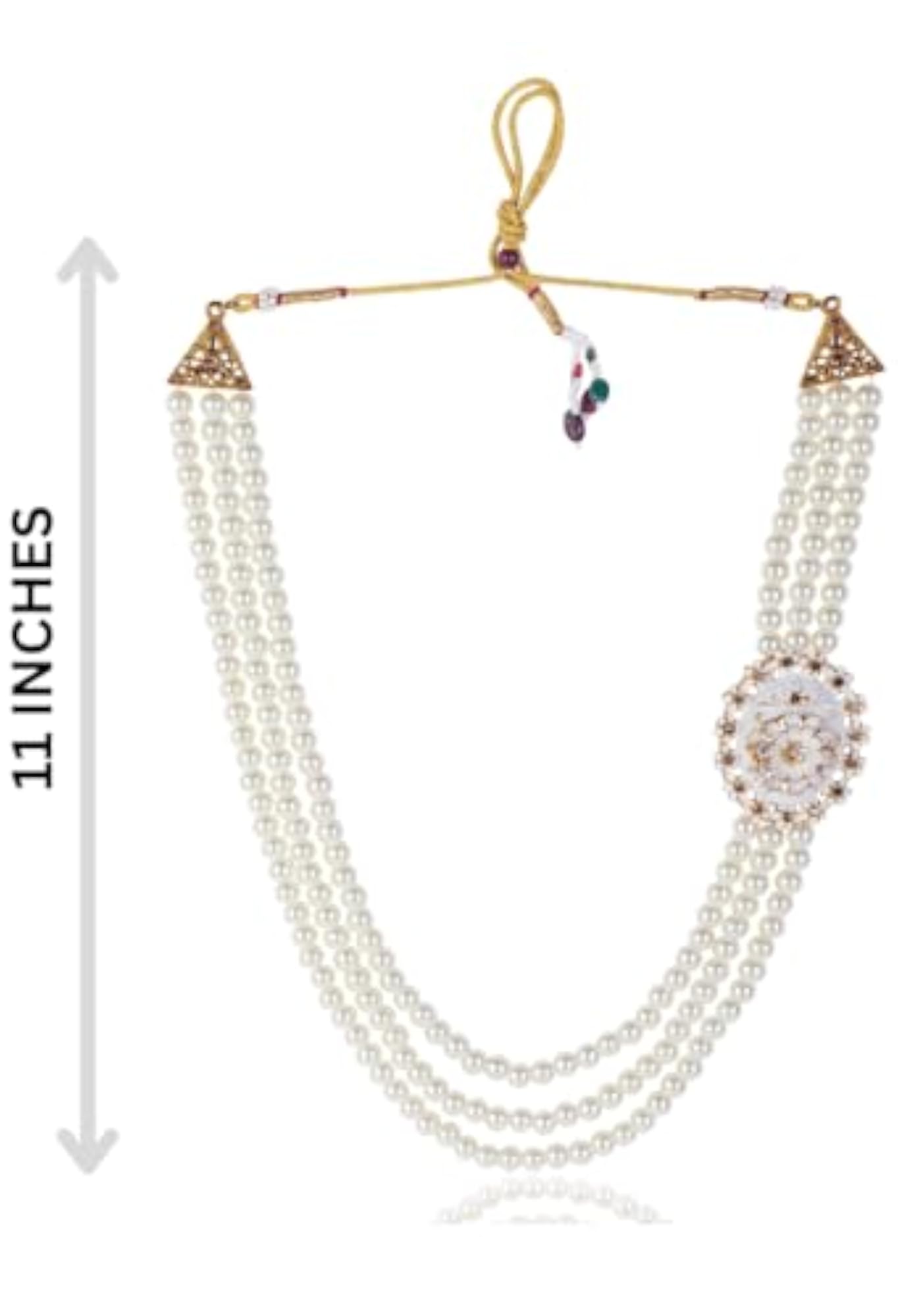 Men's Pearl Beads Dulha Sherwani Necklace, Exquisite Groom Mala