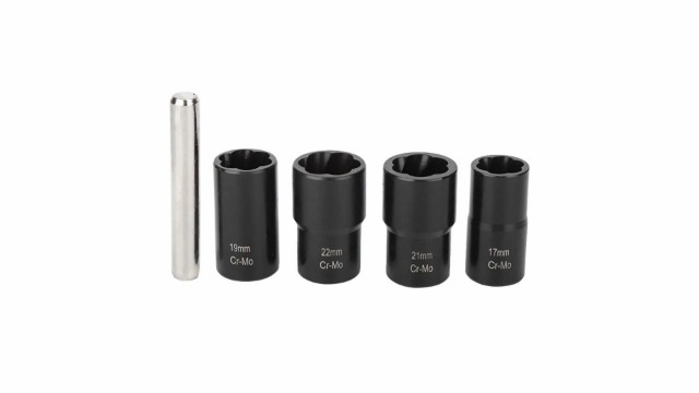 Set 5 Estrattori Per Dadi Ruota Bloccati KIMISS - Acciaio Cromo-molibdeno, Bussole 17/19/21/22mm + Attrezzo 1/2, Custodia Inclusa, Per Officina