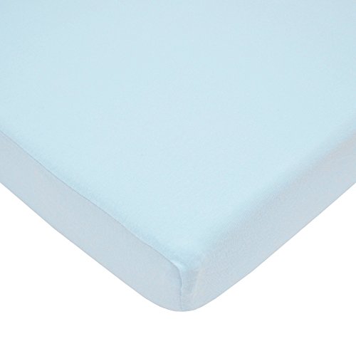 Image of American Baby Company 100% Natural Cotton Fitted Pack and Play Sheet 39 inch x 27 inch - Soft & Breathable Pack N Play Sheet for Playpen, Playard & Mini Crib Mattress, Baby Blue, for Boys & Girls