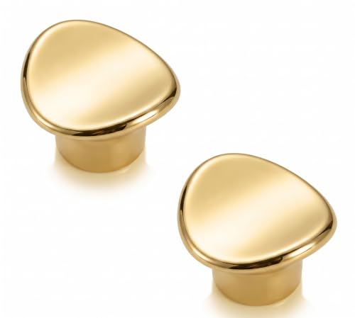 Image of JAGGER JAG401 Drawer Knobs for Home & Office - Durable and Elegant Stainless Steel Door Knob for Cabinets, Cupboards & Dressers (2, Gold (CURV Round))
