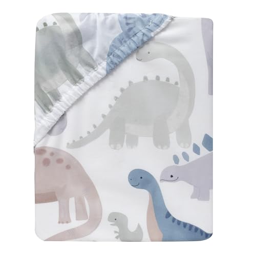 Image of Lambs & Ivy Dino-Might 100% Cotton Dinosaur Baby /Toddler Fitted Crib Sheet