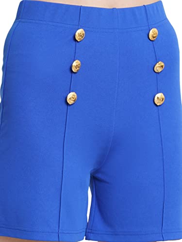Image of POPWINGS Casual Solid Mid-Rise Button Shorts for Women || Shorts for Women Stylish || Pull-On Women Shorts || Summer Wear Shorts for Women