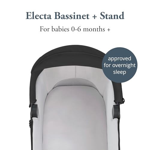 Image of Inglesina Electa Bassinet + Stand, Upper Black 2024 - Spacious Bassinet for Babies Up to 6 Months - Approved for Overnight Sleep - Compatible with Electa Stroller - BPA Free