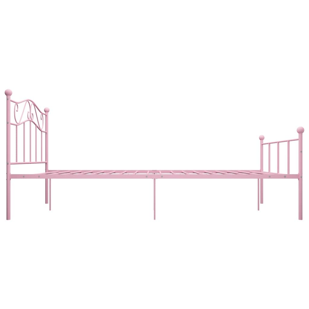 Pink Metal Bed Frame 160x200 cm with Steel Slatted Base | Features a durable steel platform structure ideal for bedrooms and guest rooms, requiring no box spring.