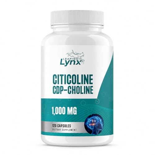 Leaping Lynx Citicoline 1000 mg (CDP Choline) Capsules – 120 Count – CDP Choline Supplement for Brain, Focus & Memory Support – Nootropic Choline Supplement – Non-GMO, ISO-Certified