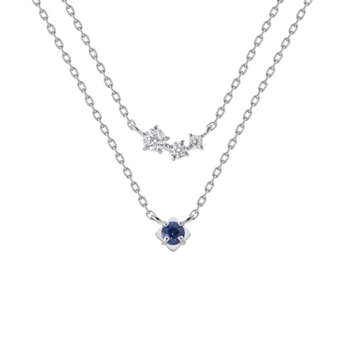 [ 4℃(ヨンドシー)] 公式 【9月誕生石】 シルバー ネックレス 2本セット サファイア 誕生日 プレゼント レディース ジュエリーケース付き 112534121917のサムネイル