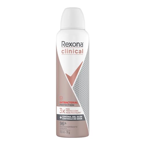 Talcos Y Desodorantes, Drugstore Rexona Clinical Antibacterial Protection Desodorante Antitranspirante para Mujer en Aerosol 3 Veces Más Protección 91 g
