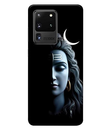 Image of Lord Shiva Half Face Printed Hard Back Case Cover Compatible for Samsung Galaxy S20 Ultra (Multicolor) - D1668