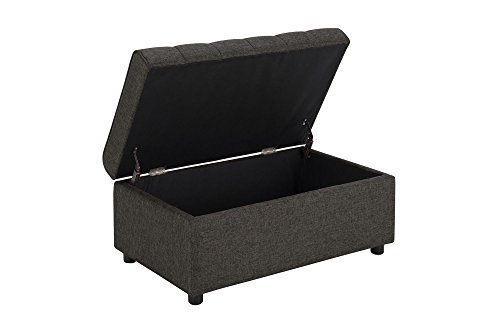 DHP Emily Rectangular Storage Ottoman, Grey Linen