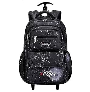 Mochila Escolar com Rodinha, Compartimento para guardar lap�s, caneta e objetos mochila de carrinho resistente � �gua (preto)