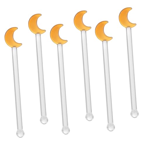 COLLBATH 6Pcs Transparent Glass Mixing Rods Creative Wine Stirrers for Home Bakery Bar Shop Easy to Use Ergonomic Design Compact Safe Healthy