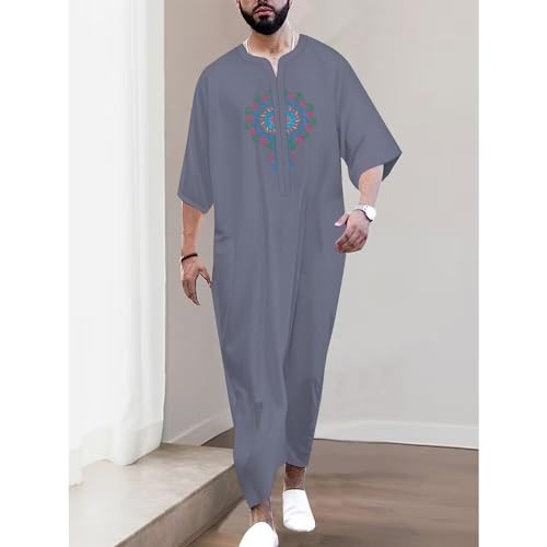 African Mens Long Robe Dress Embroidered Dashiki Outfits African Traditional Robe Clothing for Men Long Sleeve3