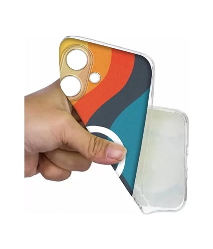 Image of Casotec Back Cover for Tecno Spark Go 2 4G Retro Sunset Waves Magnetic Ring Design (Not Magnetic Compatible) | UV Printed Soft TPU Shockproof Back Case for Tecno Spark Go 2 4G