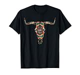 Vintage Aztec Indian Pattern Bull Skull Cowgirl T-Shirt