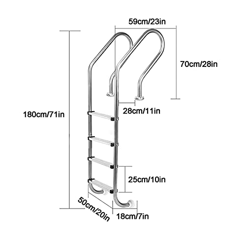 Escalera para piscina de acero inoxidable con 2 peldaños antideslizantes miniatura 3