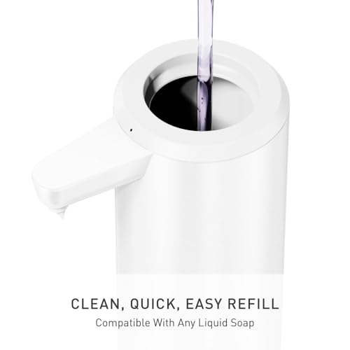 Image of simplehuman Liquid Sensor Pump, 9 oz Automatic Soap Dispenser for Kitchen and Bathroom, Touchless Motion Sensor, Variable Dispense, Rechargeable, No-Drip Spout, High-Grade White Steel