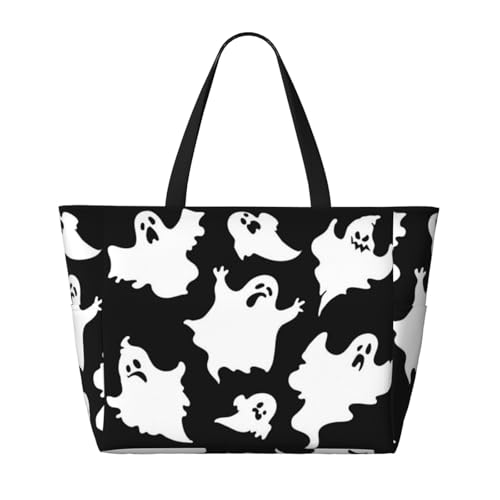 Halloween Goth Print Beach Tote Large Capacity Beach Travel Bag Waterproof Sandproof And Lightweight2