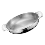 ROMISBABA Edelstahl Wok Topf mit Doppelgriffen für Koreanisches Kochen Hohe Hitzebeständigkeit Gleichmäßige Wärmeverteilung für Meeresfrüchte und Gruppenessen