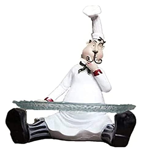 Statues de table chef en résine 26 cm avec plaque de fruit déco