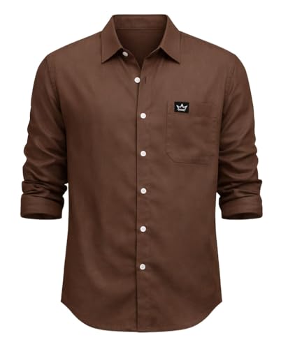 Image of IndoPrimo Men's Regular Fit Cotton Casual Shirt | Premium Solid Full Sleeve Shirt