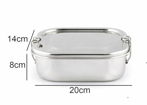 Image of Stainless Steel Lunch Box for Office School Use | 2-Compartment Tiffin with Locking Clip | Airtight & Leakproof Food Grade Steel Container | Lunch Box for Kids Men Women Girls Boys