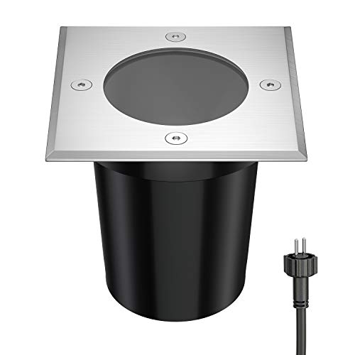 ledscom.de Lampe encastrée dans le sol REJA pour l'extérieur, IP67, inox, carrée, 11 x 11cm, 1x GU5.3 max. 15W