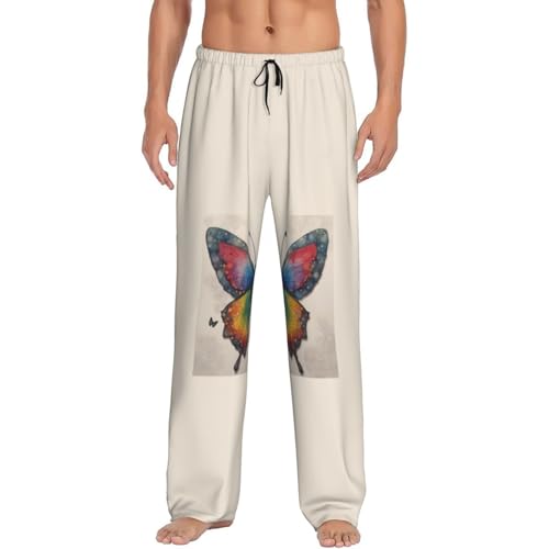 Pantalon pyjama homme respirant et confortable à motif papillon coloré