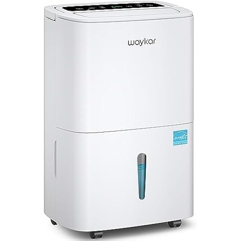 Waykar 80 Pints Energy Star Home Dehumidifier for Spaces up to 5,000 Sq. Ft at Home, in Basements and Large Rooms with Drain Hose, Handle, Auto Defrost and Self-Drying. Cover