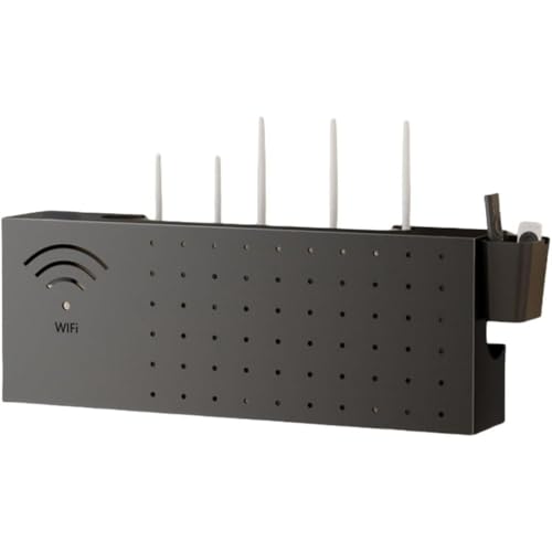 LAJOKING ルータースタンド、ルーター収納ボックス、パンチフリー、壁掛け、WiFi、光モデム、ネットワークケーブルソケットに最適 (B,80*20*10cm)