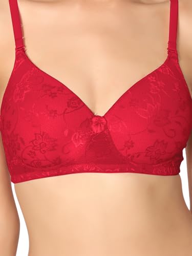Image of SONARI Demi Cup Bra | Padded, Lacey net, Comfortable Nylon Material, Non Wired, Removable and Adjustable Bra Straps, Demi Cup, Hook and Eye Closure, Hand Washable - Soda