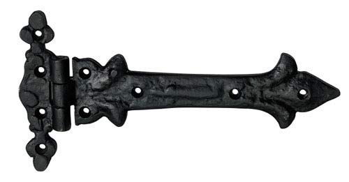 Image of Adonai Hardware Adonijah Antique Cast Iron Strap T Hinge (7.9 inch x 12 Pack, Oil Rubbed Black Living) for Barn Doors, Gates, Kitchen Cabinets, Sheds, Wooden Box, Furniture, Chest and Trunks