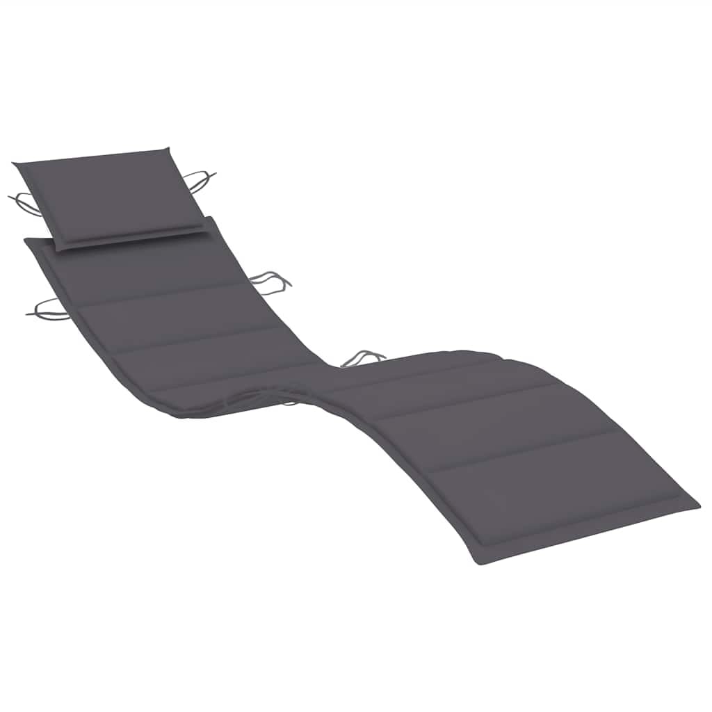 Ogrodowy leżak z poduszką lite drewno akacjowe składany wygodny leżak ogrodowy z poduszką na patio balkon taras 184x55x64 cm antracytowy 110 kg
