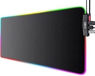 4 USB RGB Gaming Mouse Mat Large 800 x 300 x 5mm, 14 Modes XXL Extended Mouse Pad Led Mousepad Glowing Colorful Mice Computer Keyboard Pad Desk Mat Water-Resistant for PC, Laptop, Desk