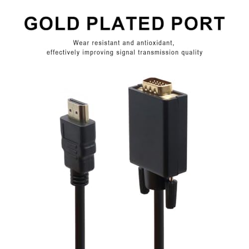 HDMI to VGA Cable Gold-Plated 1080P HDMI Male to VGA Male Active Video Adapter Converter Cord(6 Feet).