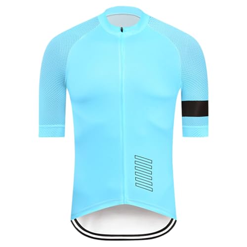 Maillot de ciclismo para hombre de manga corta, camiseta de ciclismo transpirable, de secado rápido, camiseta de ciclismo de secado rápido, costuras en los puños, azul, M