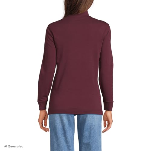 Image of Lands' End Women's Cotton Mock Turtleneck