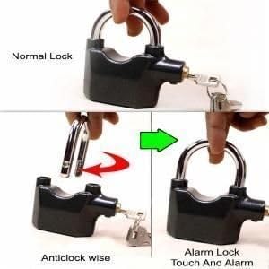 Image of Anti Theft Security Electric Touch Siren Motion Sensor Digital Loud Alarm Lock with 3 Keys for Home, Office, Shop and Bikes (Black, 1 Piece)