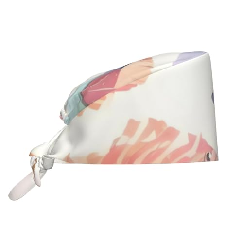 YYHWHJDE Breathable Work Hat Coloured Feathers Prints Adjustable Comfortable Chef Hat for Women & Men Black