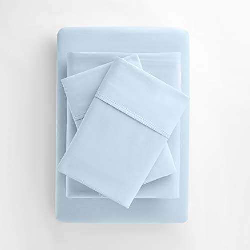 Juego de sábanas egipcio Luxury Hotel Collection de 4 piezas, bolsillos profundos, resistente a las arrugas y a la decoloración, hipoalergénico sábana y funda de almohada – completo, azul cielo