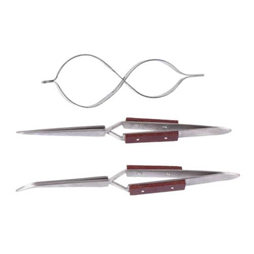 iplusmile Juego de 3 Pinzas para Soldar Punta Curva Recta y Forma de 8 Abrazaderas Metálicas Plateadas para Joyería Manualidades y Reparación Electrónica