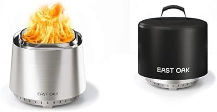 EAST OAK 17'' Fire Pit, Chisel Steel, with Cover