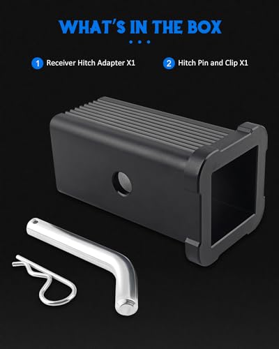 Image of 2-1 /2 inches to 2 inches Trailer Hitch Receiver Adapter | Heavy-Duty Steel. Hitch Adapter Replacement for Hitch Reducer 2.5 to 2 inch Sleeve with Pin and Clip