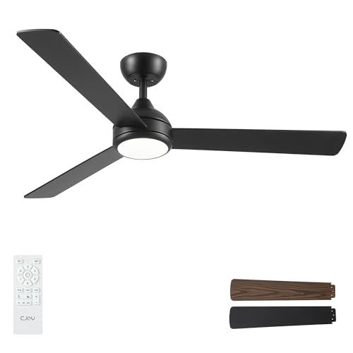 CJOY Deckenventilator mit Fernbedienung Schwarz, 132CM Deckenventilator mit Beleuchtung Leise, Schlafmodus, Umschaltbar, Memory 3 CCT, Dimmbar, Deckenventilatoren Licht für Schlafzimmer/Wohnzimmer