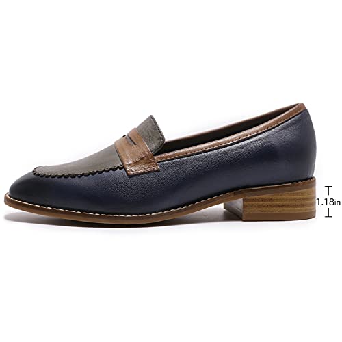Image of Mona flying Womens Leather Square Toe Penny Loafer Slip on Flat Office Shoe
