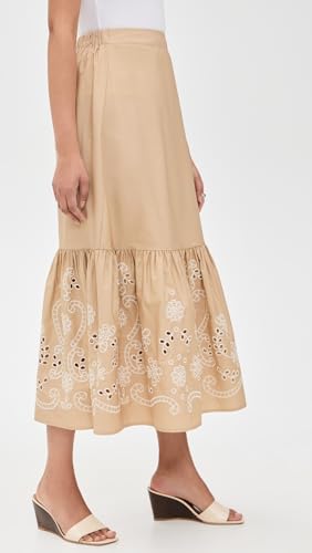 MOON RIVER Women's Eyelet Detail Midi Skirt4