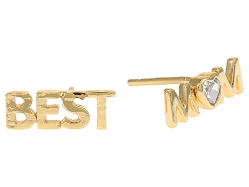 Kate Spade New York Love You, Mom Best Mom Studs Earrings Clear/Gold One Size #TOP23