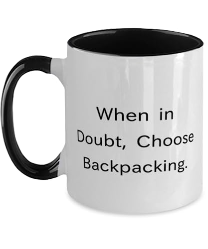 Inspirational Backpacking Two Tone 11oz Mug, When in Doubt, Choose, Gifts For Friends, Present From Friends, Cup For Backpacking, Unique gifts, Backpacking gear, Cool gifts, Unique gift ideas, Best